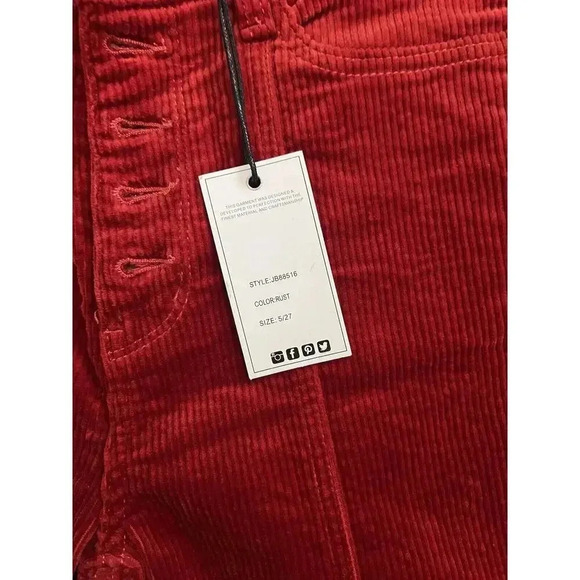 Judy Blue Ankle Straight Corduroy High Waist Pants Womens Size 27 Rust Red NWT - Picture 7 of 13
